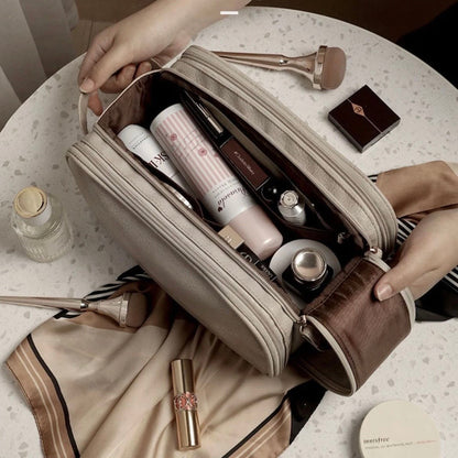 Large-Capacity Cosmetic Bag with Eight Compartments
