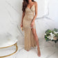 Women's Sequin V-Neck Slit Party Dress