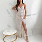 Women's Sequin V-Neck Slit Party Dress